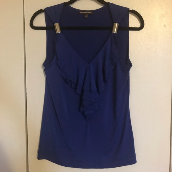 Blue Ruffle Front Top - Picture 1 of 3